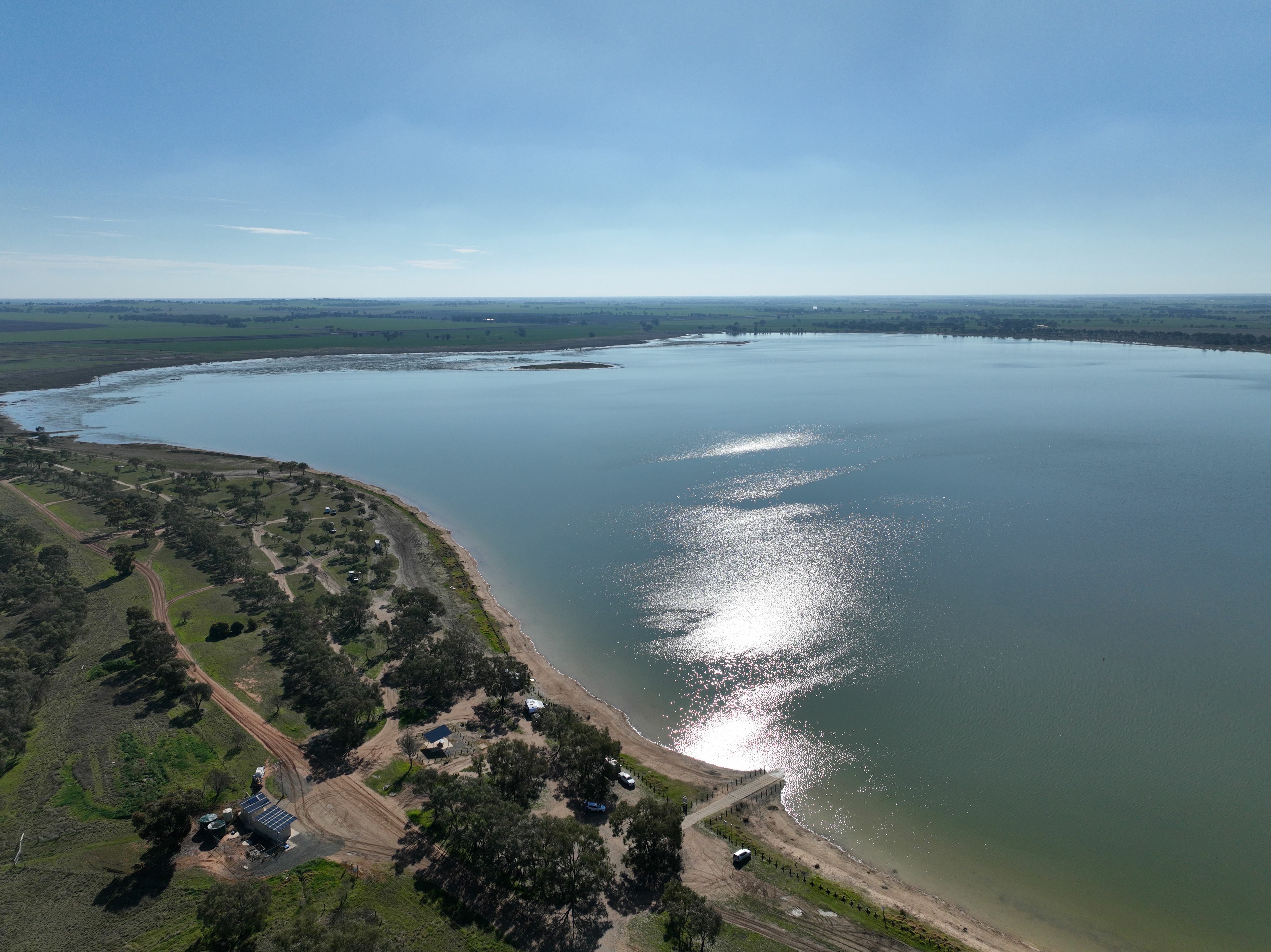 Aerial view of Greens Lake near Corop in northern Victoria